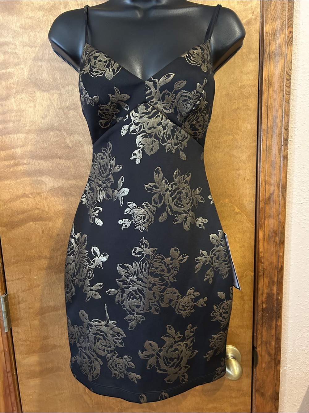 Black & Gold Floral Slip Dress - Homecoming